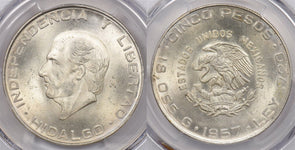 Mexico 1957 Mo 5 Pesos Eagle with Snake animal PCGS Genuine Cleaned-UNC Detail H