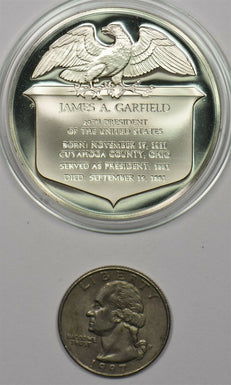1980 's Medal Proof James Garfield in capsule 1.2oz pure silver Franklin Mint B