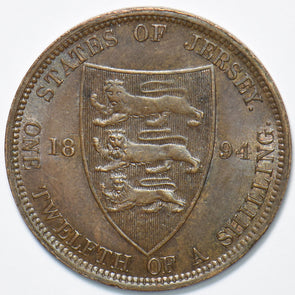 Jersey 1894 1/12 Shilling Lion animal 192799 combine shipping