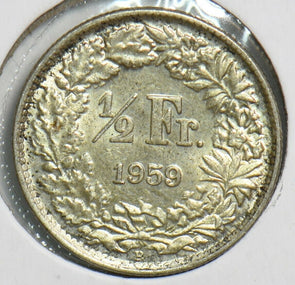 Switzerland 1959 1/2 Franc 240593 combine shipping