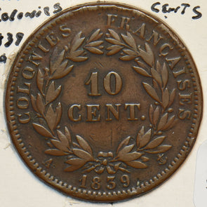 French Colonies 1839 10 Cents 296807 combine shipping