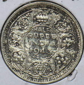 British India 1943 1/2 Rupee 295454 combine shipping