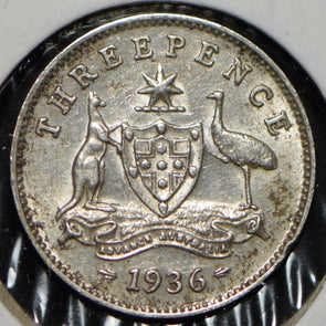 Australia 1936 3 Pence Kangaroo animal Emu  191358 combine shipping