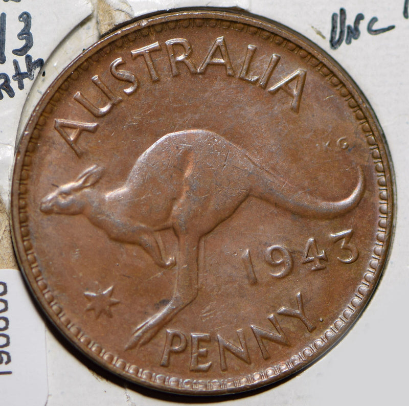 Australia 1943 Penny kangaroo animal  190608 combine shipping