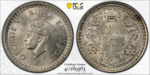India British 1943 B 1/2 Rupee PCGS MS63 Dot SW-9.58 PC1101 combine shipping