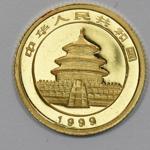 1999 Gold China 5 yuan 1/20 oz Gold Panda Gem BU P/L GL0286