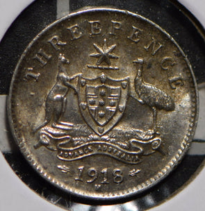 Australia 1918 3 Pence Kangaroo animal Emu  292020 combine shipping