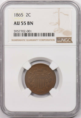 1865 2 Cent Pieces NGC AU 55BN NG1018 combine shipping