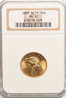 Netherlands 1898 10 Gulden gold NGC MS62 NG1012 combine shipping