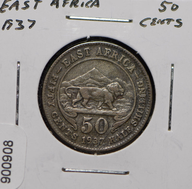 East Africa 1937 50 Cents Lion animal  900908 combine shipping