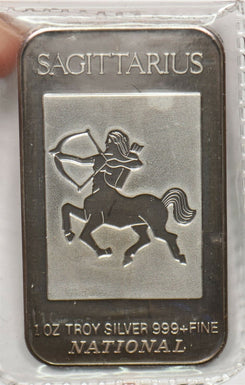 Canada 1990 's Sagitarius 1oz troy silver bar National Co zodiac series BU0700