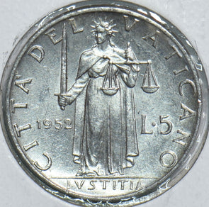Vatican 1952 5 Lire 153809 combine shipping