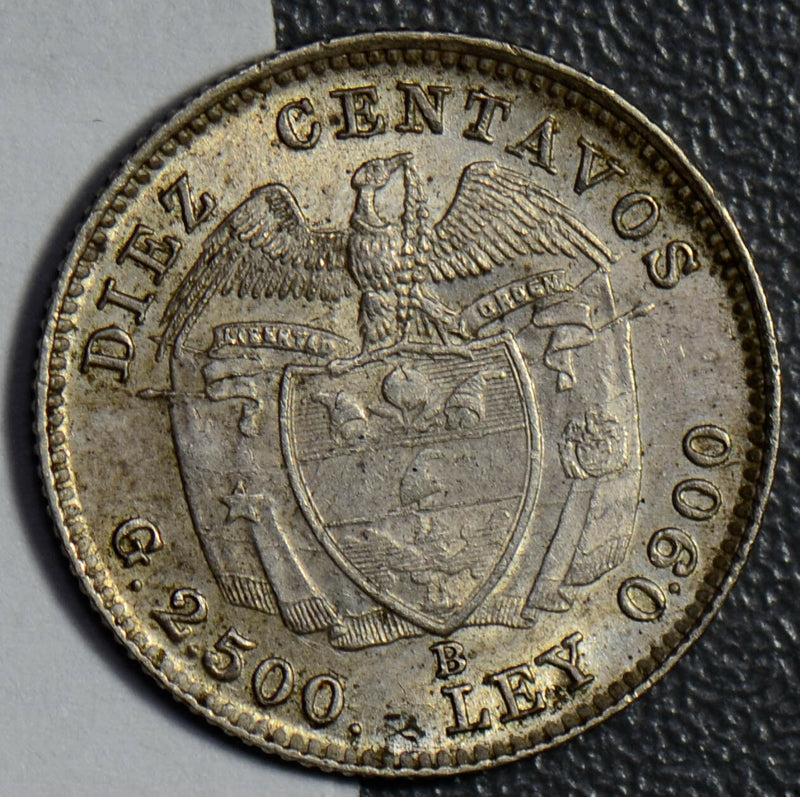 Colombia 1942 10 Centavos silver AU  C0266 combine shipping