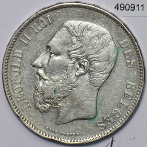 Belgium 1873 5 Francs Lion animal 490911 combine shipping