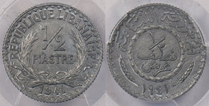 Lebanon 1941 1/2 Piastre PCGS MS 64 Lec-7 PC1376 combine shipping