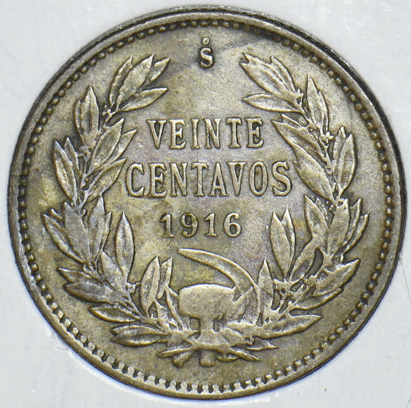 Chile 1916 20 Centavos Condor animal 291178 combine shipping