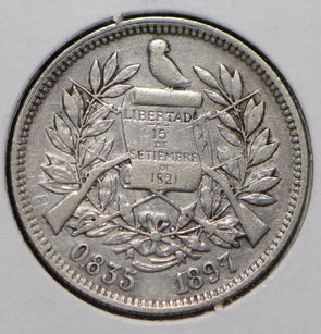 Guatemala 1897 2 Reales Quetzal animal  290169 combine shipping