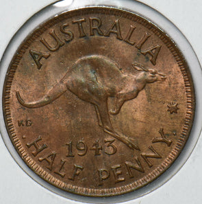 Australia 1943 Georgivs VI 1/2 Penny Kangaroo animal 292873 combine shipping