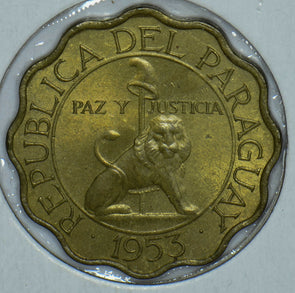 Paraguay 1953 25 Centimos Lion animal 150449 combine shipping