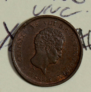 Denmark 1842 1/5 Skilling UNC  D0074 combine shipping