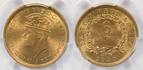 British West Africa 1940 6 Pence PCGS MS 65 rare condition PC1216 combine shipp