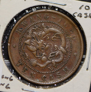 China 1900 ~06 10 Cash Dragon animal Kwangtung 191268 combine shipping