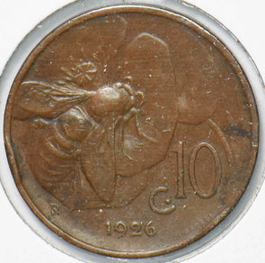 Italy 1926 10 Centesimi Honey Bee animal Vittorio Emanvele III 292982 combine sh