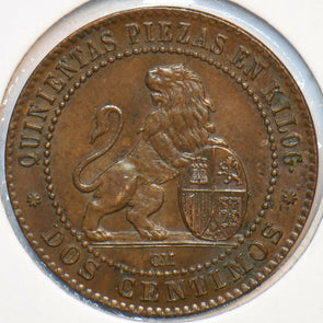 Spain 1870 2 Centimos Lion animal 294848 combine shipping