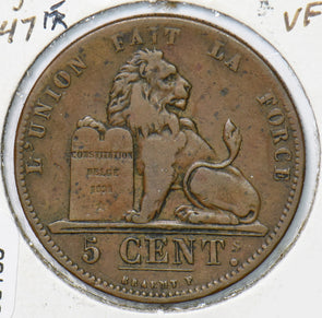 Belgium 1847 5 Centimes Lion animal 490133 combine shipping