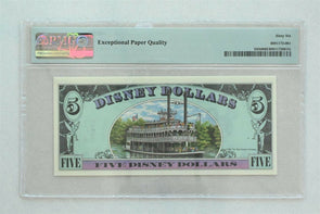 Disney Dollar 1987 $5 PMG Gem UNC 66EPQ DIS6. Goofy. Mark Twain Riverboat PM02