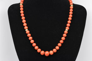 14K Gold Red Coral Size 28