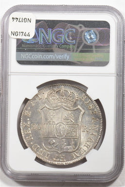 1810-M Silver AI Spain 20R De Vellon-Large Eagle NGC MS61 NG1744