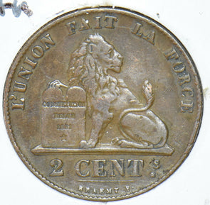 Belgium 1859 VF.EF 2 Centimes Lion animal  290379 combine shipping