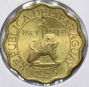 Paraguay 1953 10 Centimos Lion animal  191847 combine shipping