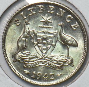 Australia 1942 D 6 Pence Kangaroo animal Emu 192756 combine shipping