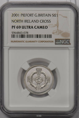 Great Britain 2001 Pound silver NGC Proof 69UC Piefort North Ireland Cross NG139