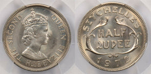 Seychelles 1972 1/2 Rupee PCGS MS 66 rare condition PC1229 combine shipping