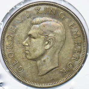 New Zealand 1937 1/2 Crown silver Ram animal George VI 292909 combine shipping