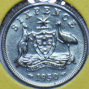 Australia 1950 6 Pence Kangaroo animal Emu 150800 combine shipping