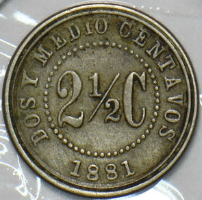 Colombia 1881 2 1/2 Centavos 196288 combine shipping