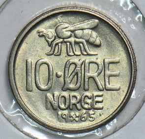 Norway 1965 10 Ore BU Bee 198592 combine shipping