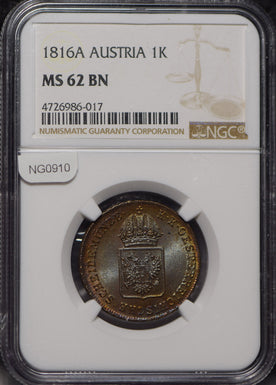 Austria 1816 Kreuzer NGC MS62BN NG0910 combine shipping