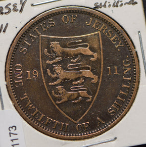 Jersey 1911 1/12 Shilling Lion animal  191173 combine shipping
