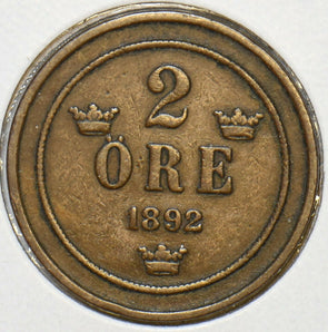 Sweden 1892 2 Ore 240444 combine shipping