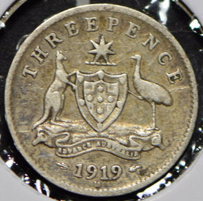 Australia 1919 3 Pence Kangaroo animal Emu  191470 combine shipping