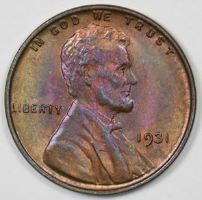 1931 Lincoln Wheat Cent RB Magenta Toning Choice BU++ U0396