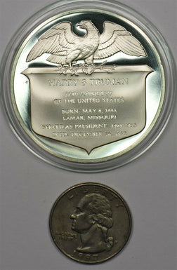 1980 's Medal Proof Harry S Truman in capsule 1.2oz pure silver Franklin Mint B