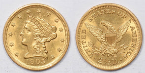 1905 $2.5 gold CH BU Liberty Head Quarter Eagle GL0255 combine shipping