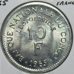 Congo 1965 10 Francs Lion animal 297778 combine shipping