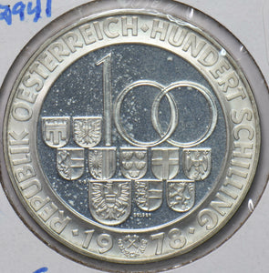 Austria 1978 Silver 100 Schilling 292788 combine shipping